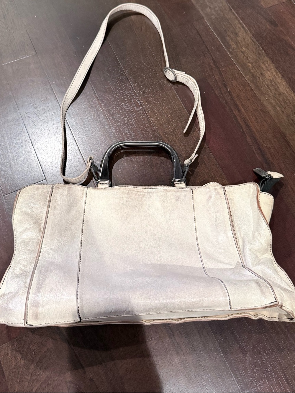 Numero 10 Italian Leather Cream White Handbag Crossbody Purse Travel Bag